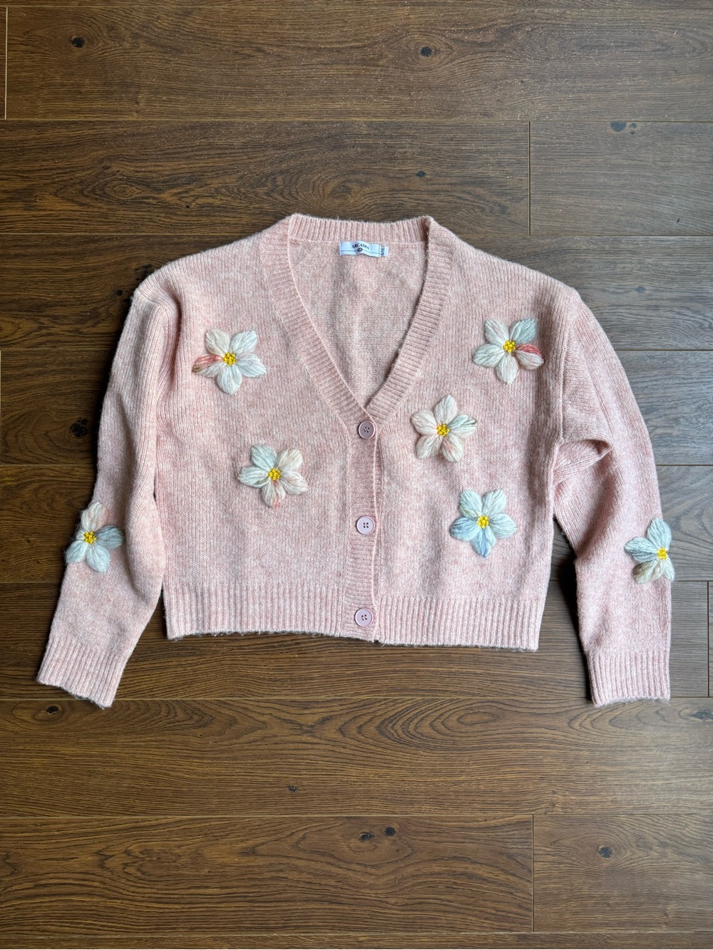Arcadia Petal V-Neck Cardigan in Salmon